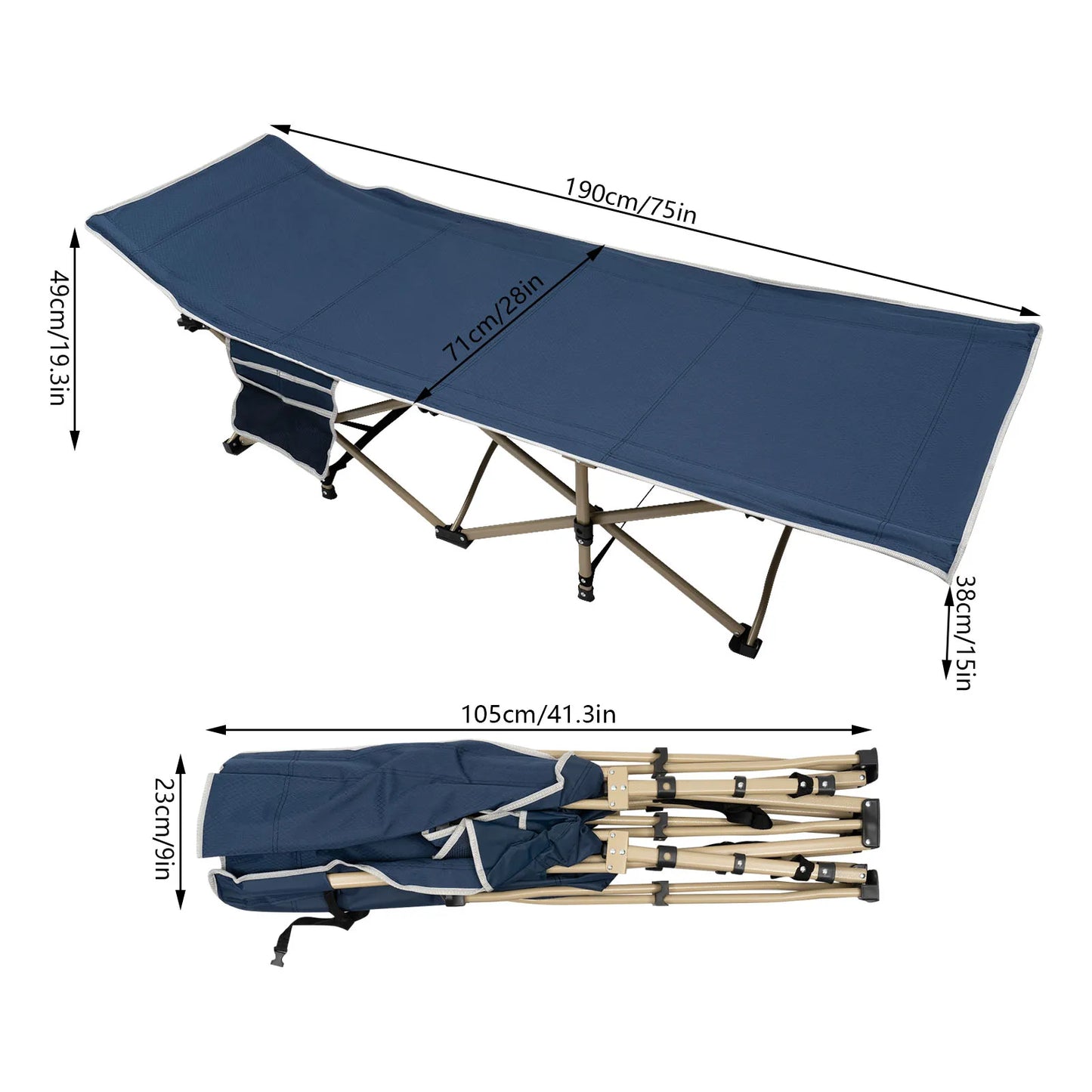1.9M Camping Bed, Camping Cot for Adults, Folding Sleeping Cots for Camping & Hunting, Travel Tent Cots