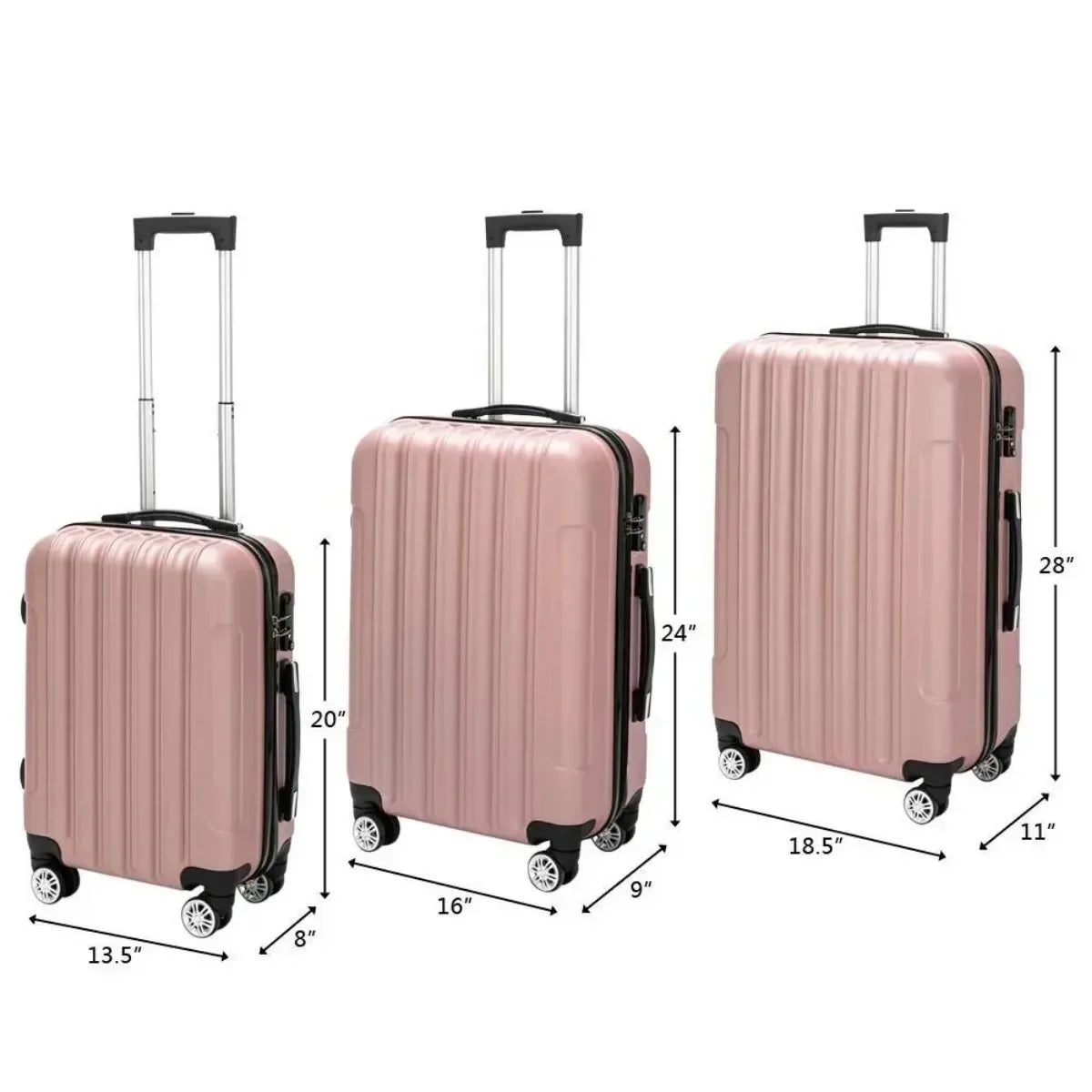 3pcs Luggage Set Travel Trolley Hard Shell Suitcase Wheels TSA Lock 20" 24" 28"