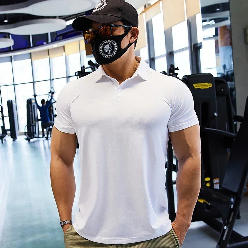 Men Dry Fit Compression Sweatshirt Man Short Sleeve Athletics Clothing Gym Fitness Sports Wear Tops Golf T-shirts Sportswear
