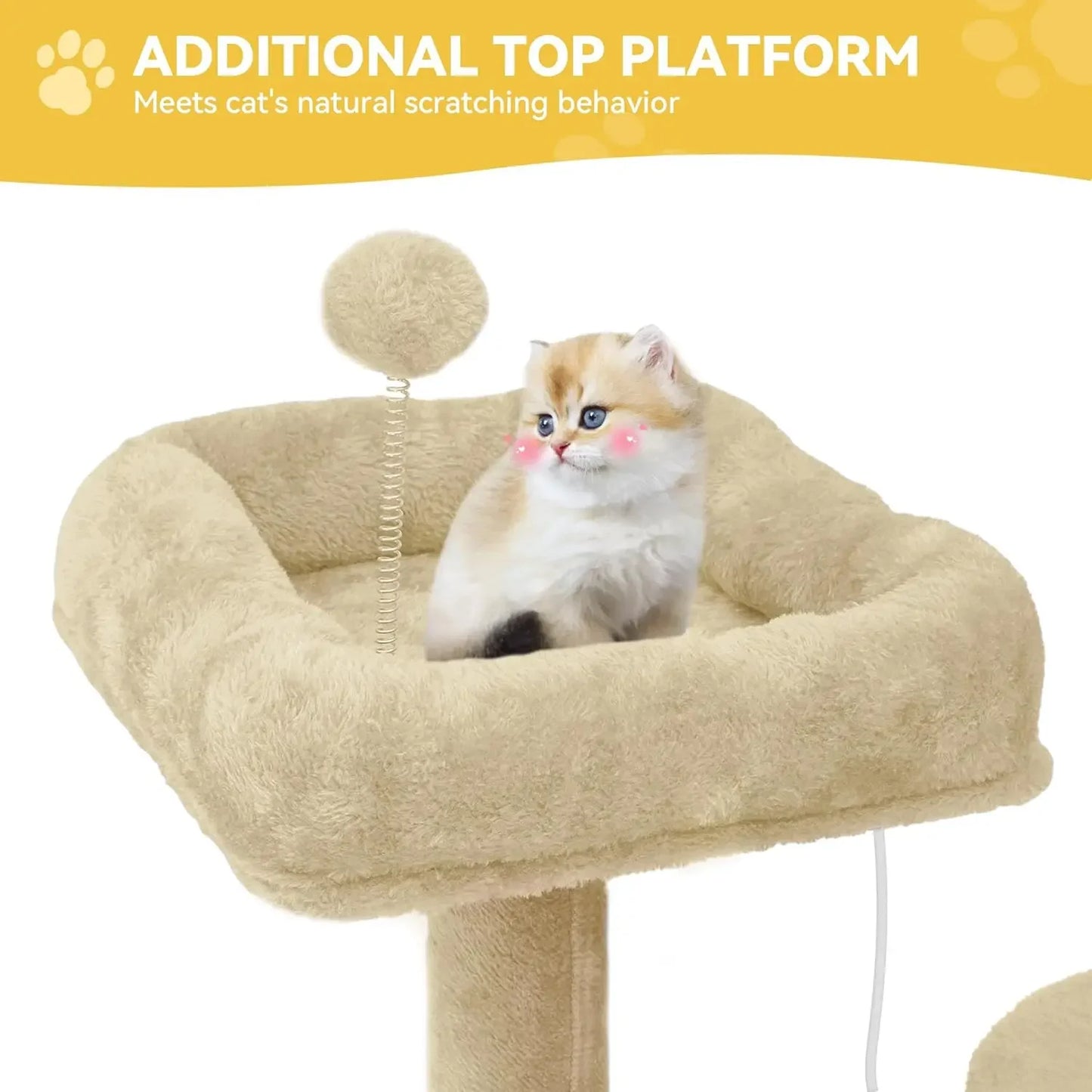 75-inch Indoor Cat Tree Tower, Multi-Level Pet Playground, Cat Furniture With Scratch Posts, Hideaway Condos, Soft Perch|
