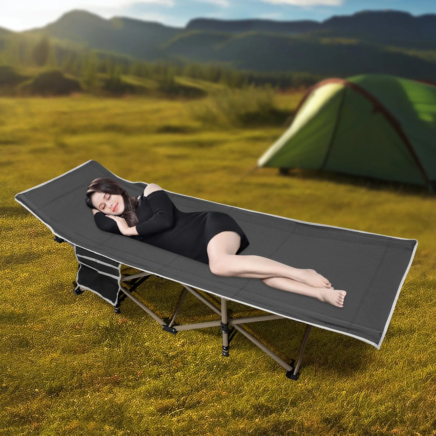 1.9M Camping Bed, Camping Cot for Adults, Folding Sleeping Cots for Camping & Hunting, Travel Tent Cots