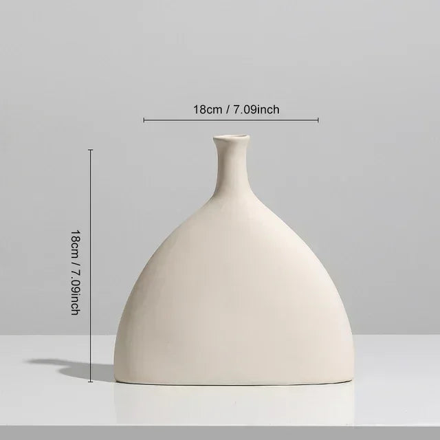 Nordic Vase Circular Hollow Ceramic Flower Vase for Home Living Room Decoration Accessories Interior Office Desktop Decor Gift