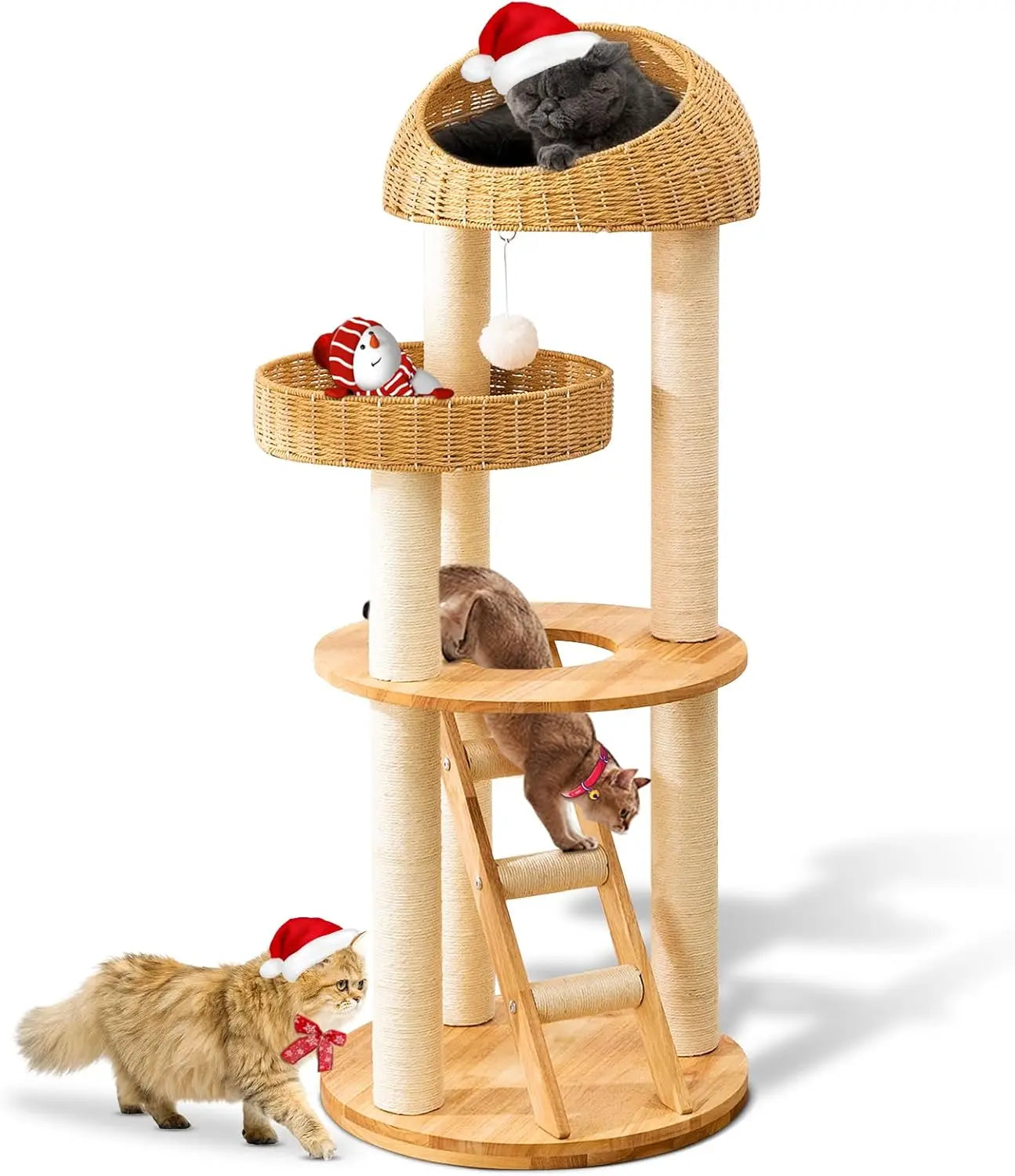 Big Modern Design Cat Tree Tower, Cat Tower Sisal-Covered Scratching Posts for Indoor Cats