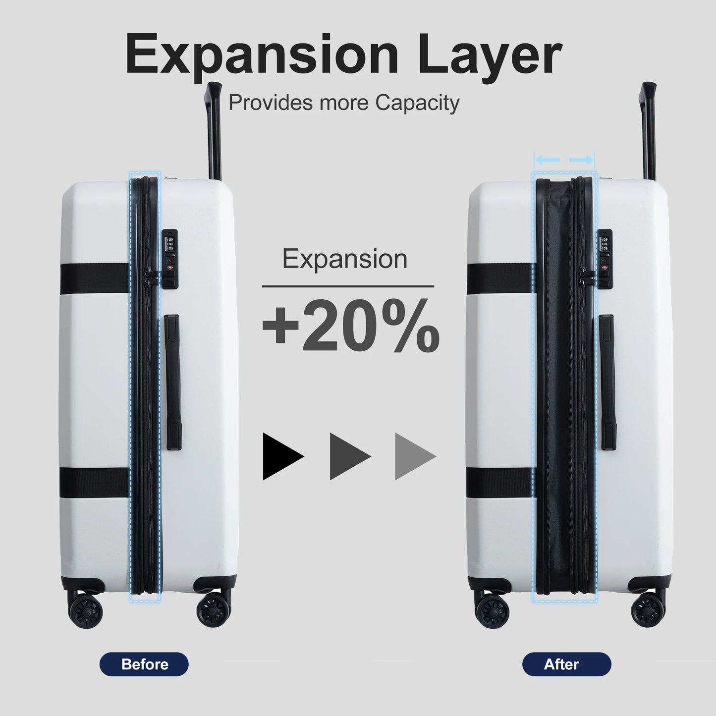 3 Pieces Luggage Sets Expandable Hardside Suitcases Set with Spinner Wheels and TSA Lock (20"/24"/28")