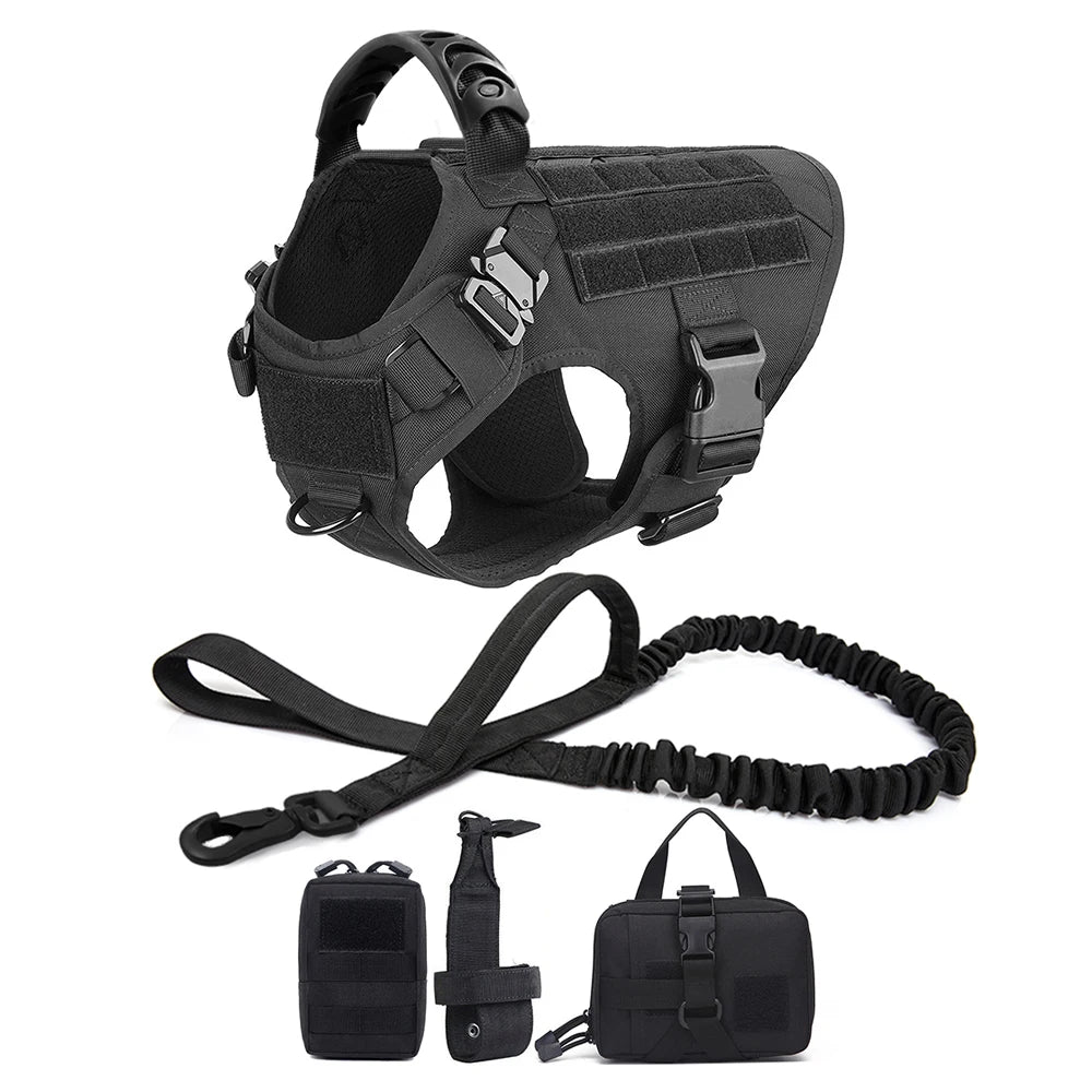 K9 Military Dog Harness Leash Bags Set Pet Tactical Vest Harnesses Walking Training Hunting For Large Dogs German Shepherd