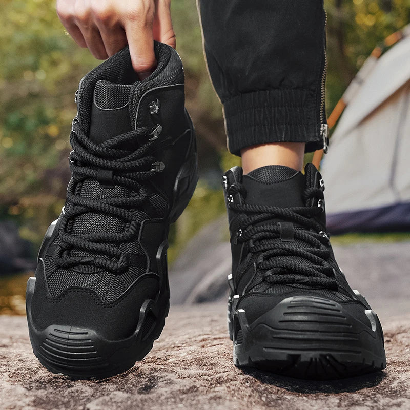 Men's Hiking Boots Outdoor Hiking Anti Slip Training Work Shoes Green Thick Soled Sports Shoes 2025 New Autumn and Winter Boots