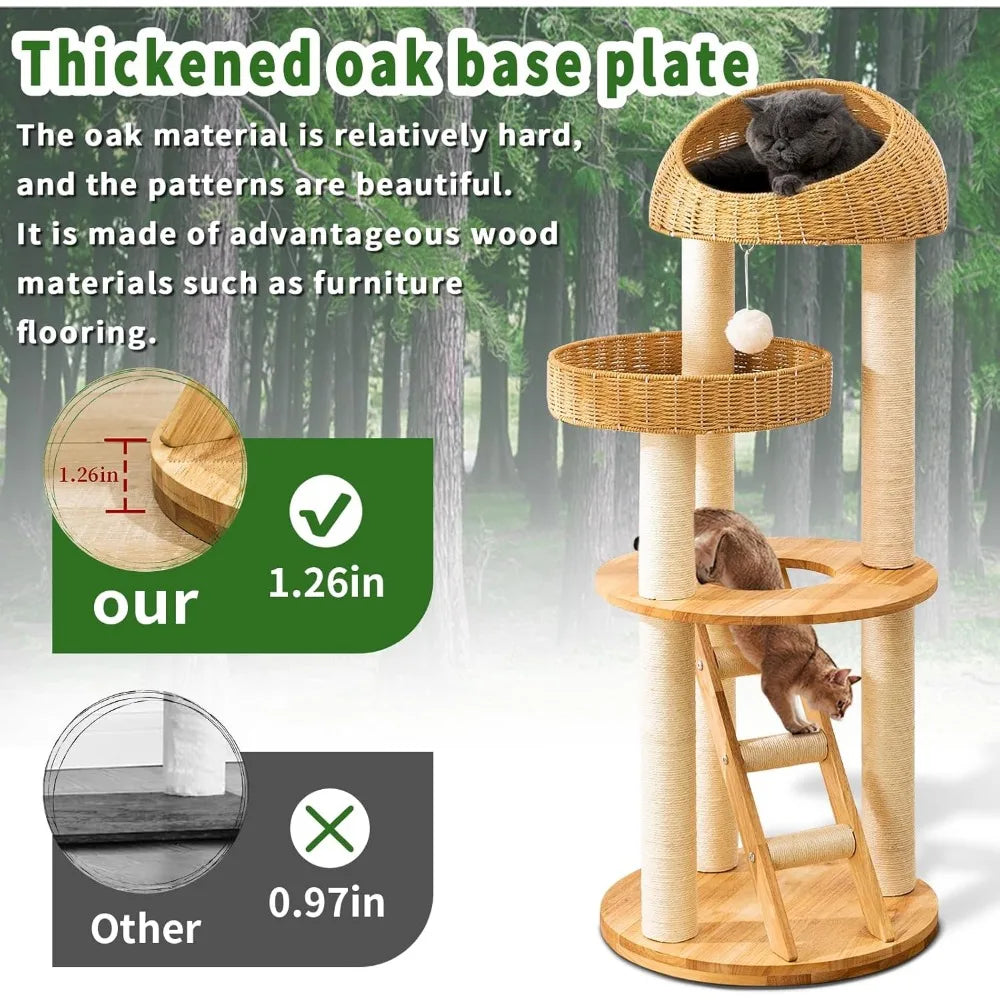 Big Modern Design Cat Tree Tower, Cat Tower Sisal-Covered Scratching Posts for Indoor Cats