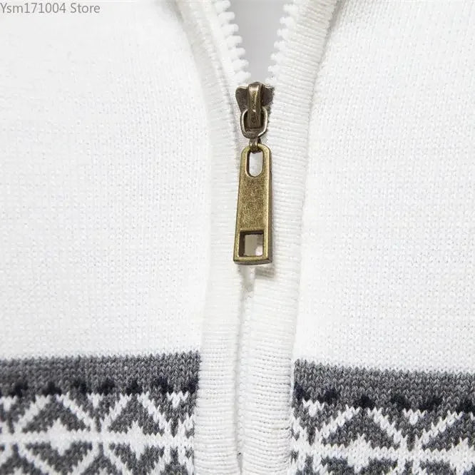 Men's Sweater Half High Neck High Elastic Tight and Warm Knitted Pullover Casual Fashion Street Striped Sweater Men Clothing