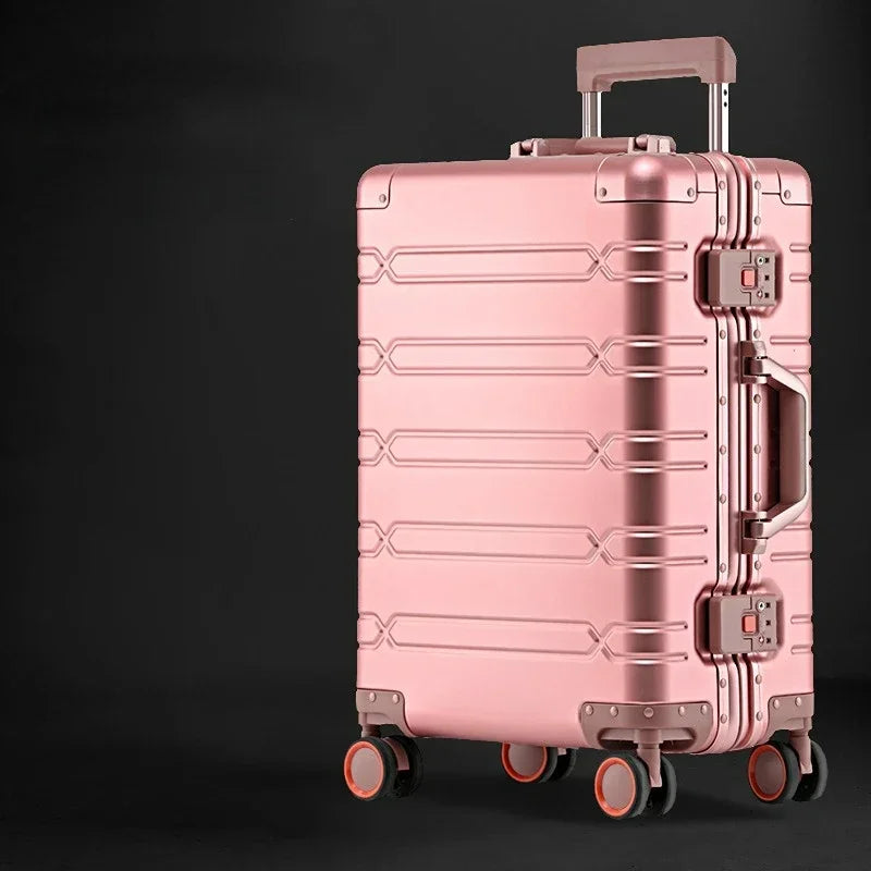 All Aluminum-magnesium Alloy Travel Suitcase Men's Business Rolling Luggage on Wheels Trolley Luggage Carry-Ons Cabin Suitcase