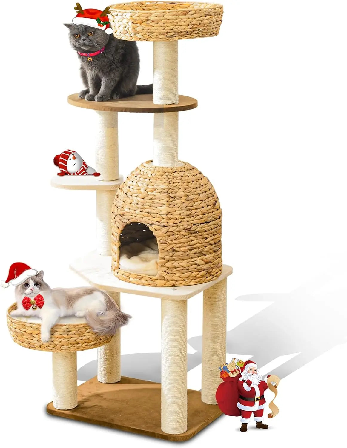 Big Modern Design Cat Tree Tower, Cat Tower Sisal-Covered Scratching Posts for Indoor Cats