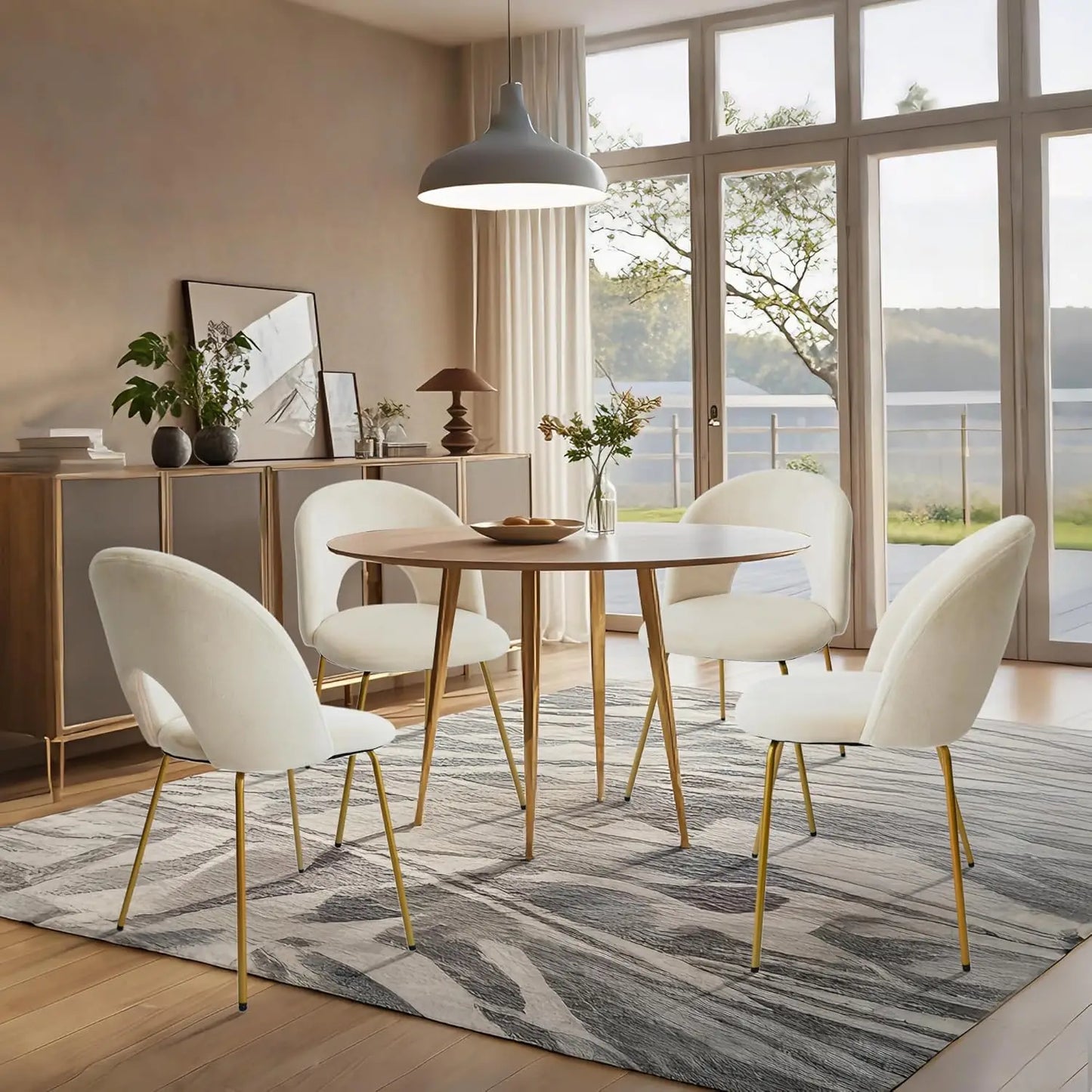Velvet Seat Chair With Metal Legs For Kitchen Dining Room, Pack Of 2. Beige