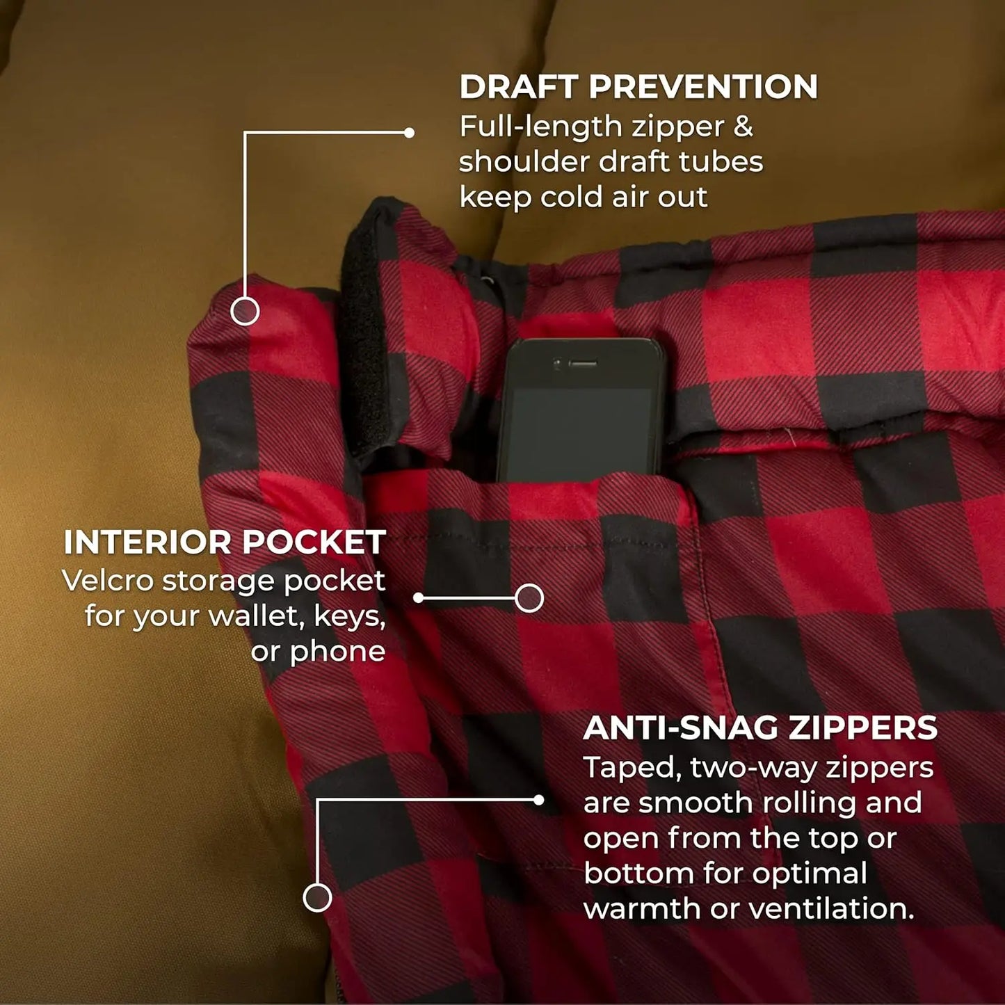 Sports -35 Degree and 0 Degree Sleeping Bag. Warm and Comfortable Camping Sleeping Bag, TETON Tough Canvas Shell for