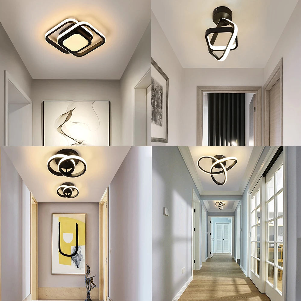 Modern LED Ceiling Light 2 Rings Creative Design Small Aisle Ceiling Lamp Indoor Lighting Fixtures Hallway Balcony Office Lustre