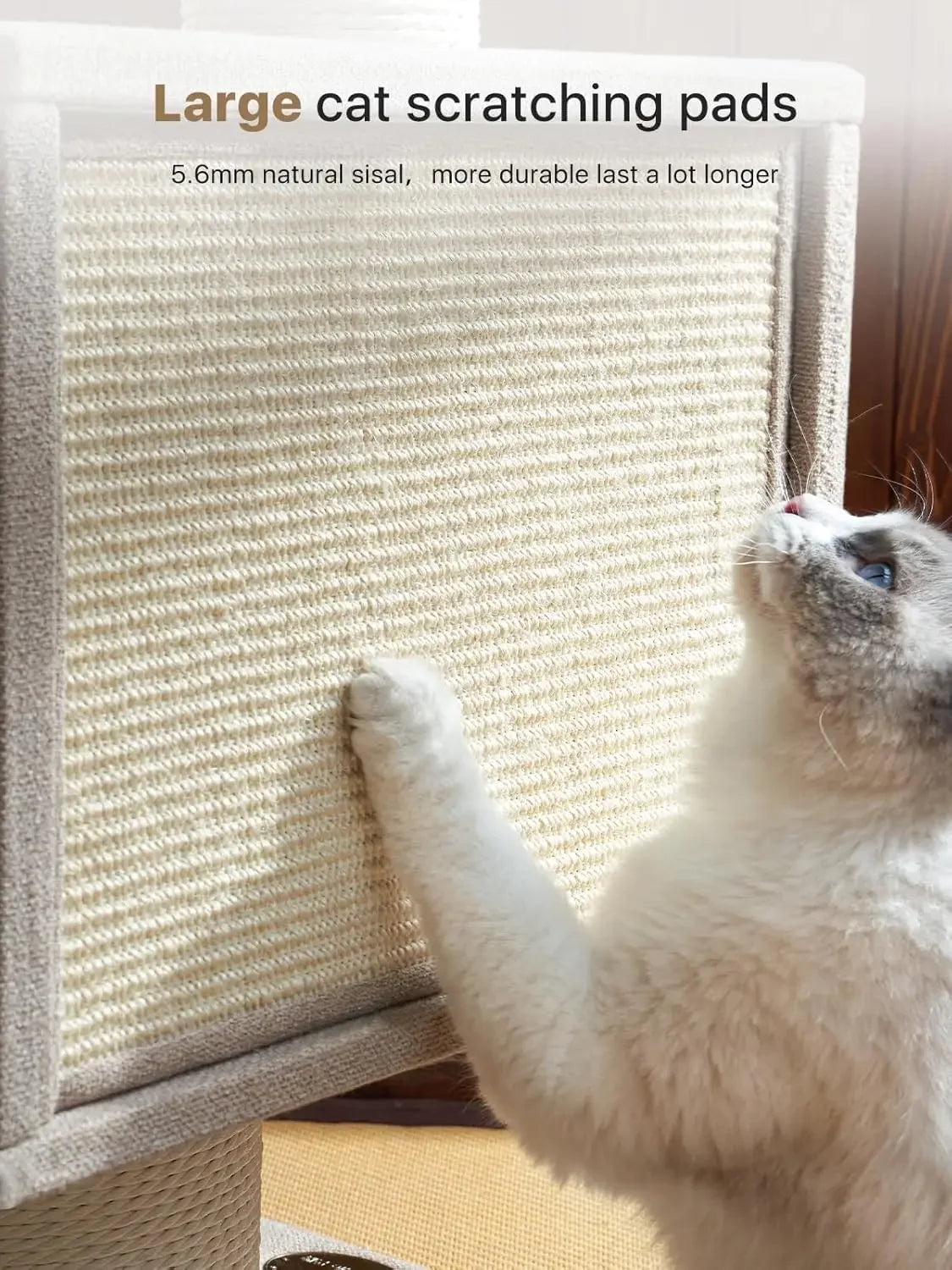 Maine Coon Cat Tree Tower For Indoor Cats Large Adult,44.5 Inch Tall Unique Modern Cat Tree With Hammock,Sisal Scratching Post|