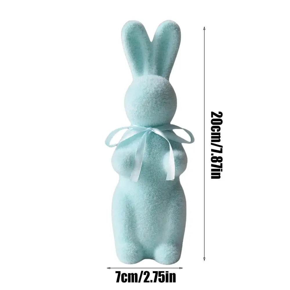 Flocked Bunny Figurine Flocked Tabletop Bunny Sculpture Decor Rabbit Shape Decoration Tool For Cupboard Bookshelf Fireplace