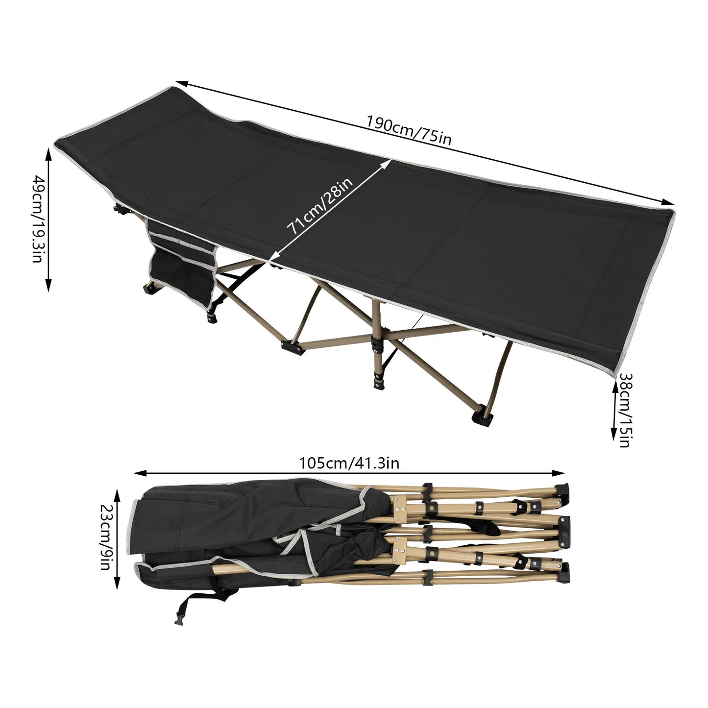 1.9M Camping Bed, Camping Cot for Adults, Folding Sleeping Cots for Camping & Hunting, Travel Tent Cots