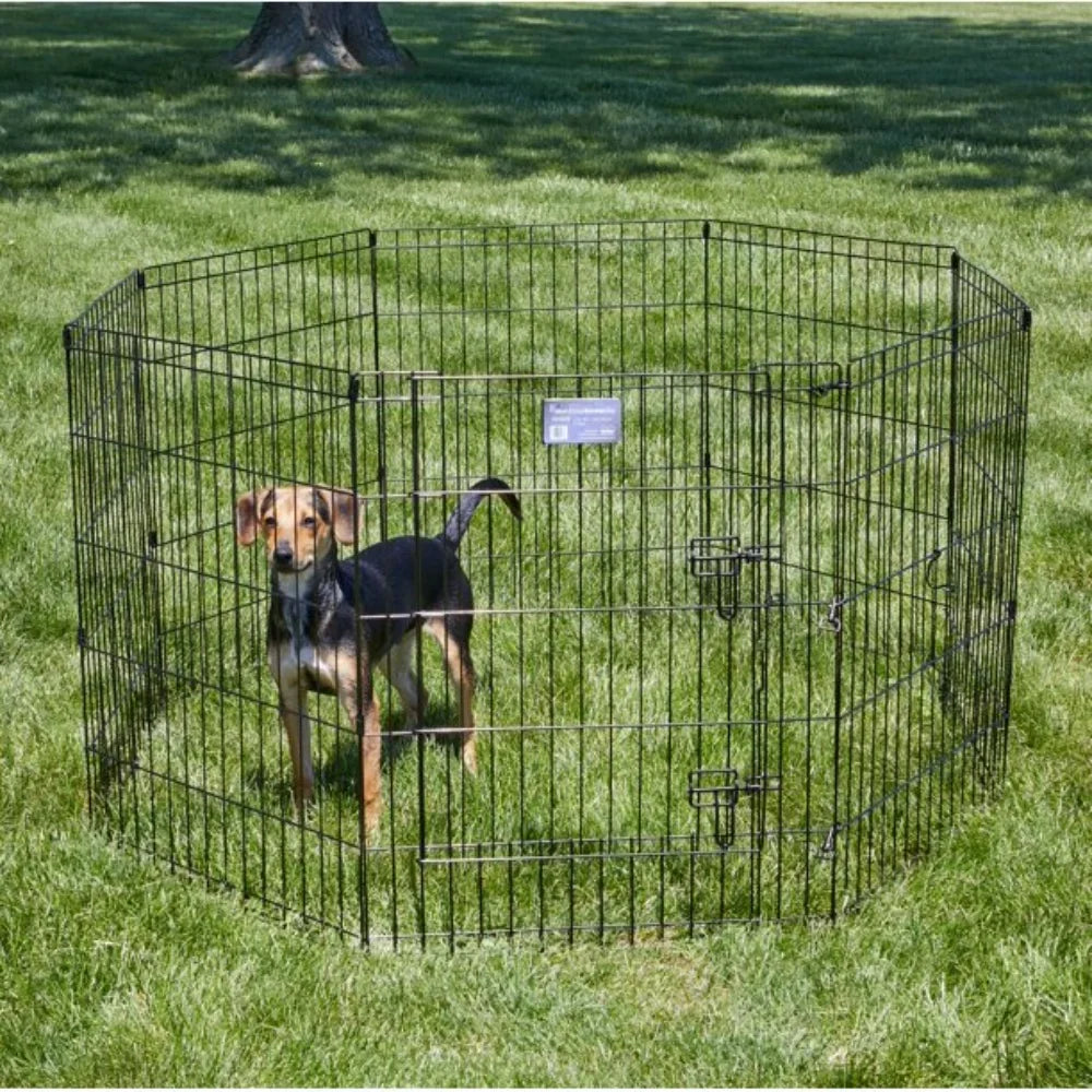 Foldable Metal Dog Cat Playpen Outdoor Pen with Gate for Small Animals Garden Patio Pet Fence Indoor Pet Enclosure