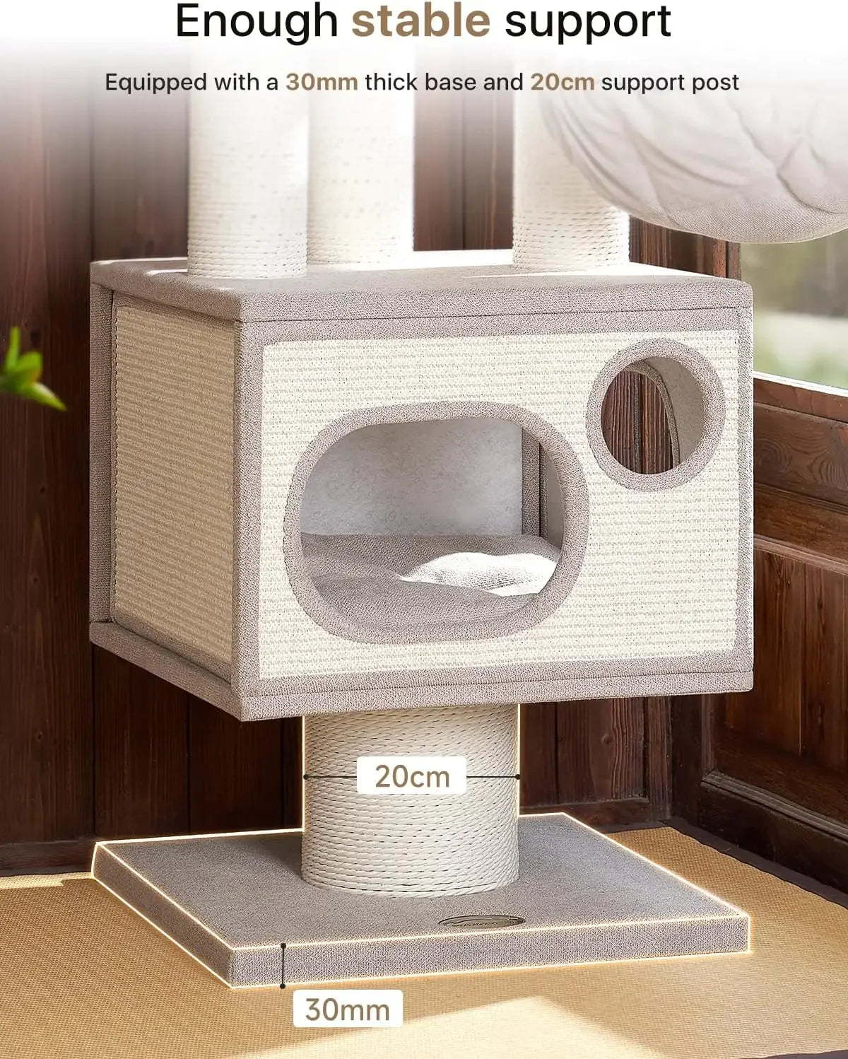 Maine Coon Cat Tree Tower For Indoor Cats Large Adult,44.5 Inch Tall Unique Modern Cat Tree With Hammock,Sisal Scratching Post|