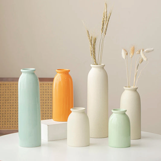 10 inches tall Ceramic Vase Modern Bohemian Home Decor Matte Vase Multi Color Living Room Shelf Home Decor