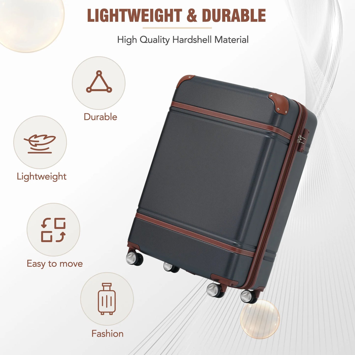 20 IN Luggage 1 Piece with TSA lock , Lightweight Suitcase Spinner Wheels,Carry on Vintage Luggage
