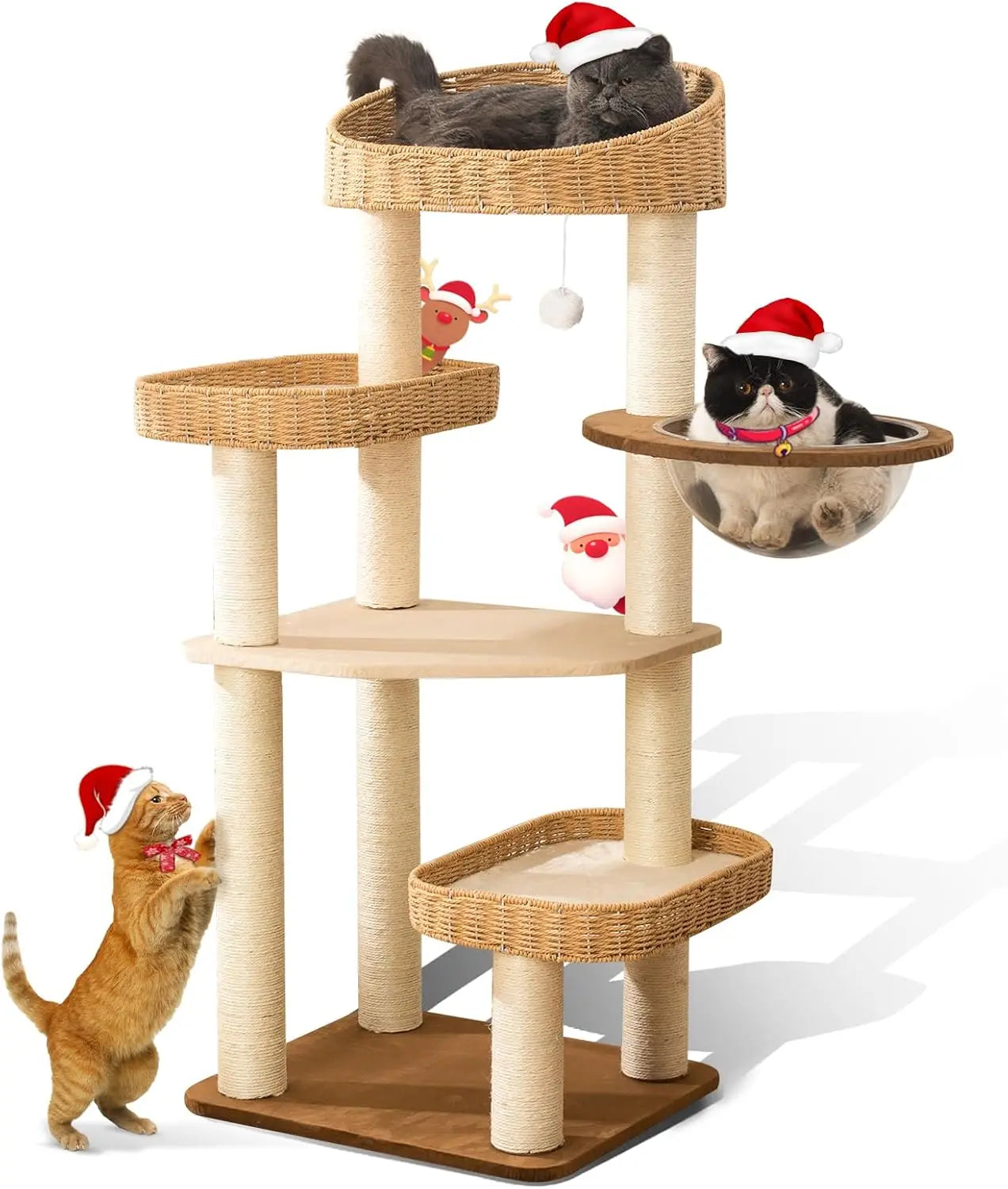 Big Modern Design Cat Tree Tower, Cat Tower Sisal-Covered Scratching Posts for Indoor Cats