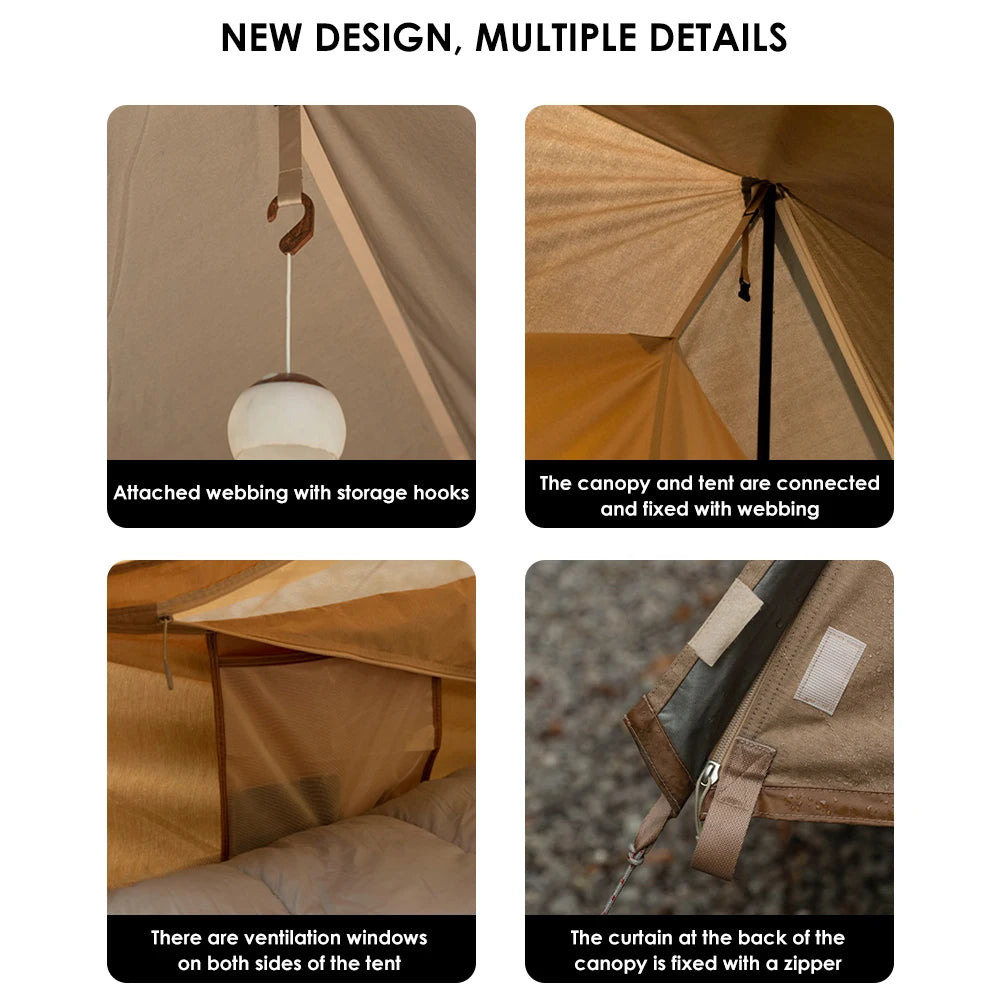 Aluminum pole outdoor luxury camping portable large tent 5-6 people waterproof double layer thickened tent campsite