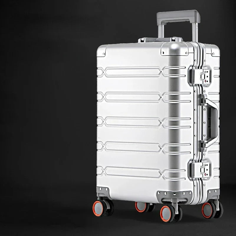 All Aluminum-magnesium Alloy Travel Suitcase Men's Business Rolling Luggage on Wheels Trolley Luggage Carry-Ons Cabin Suitcase