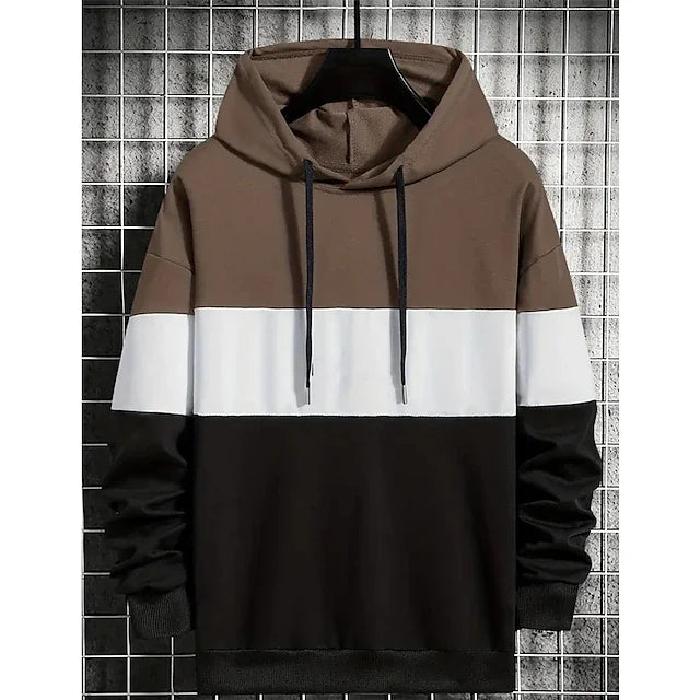 Men's Hoodie Color Block Print Sweatshirts For Men Harajuku Hooded Shirt Pullover Casual Clothes Streetwear Top Men's Clothing