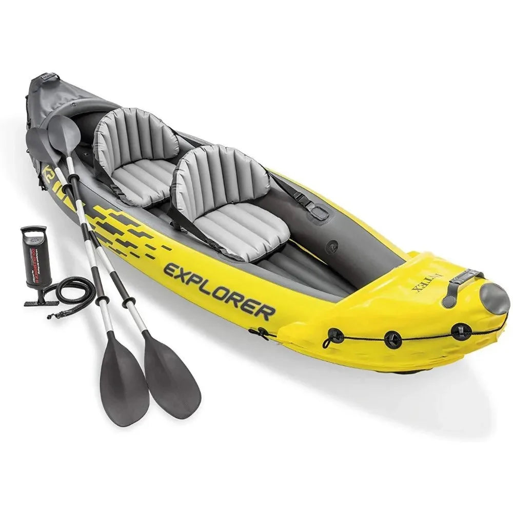 2024 New Explorer K2 Iatable Kayak Set: Includes Dee 86In Aluminum Oars And High-Output Pump Superstrong PVC