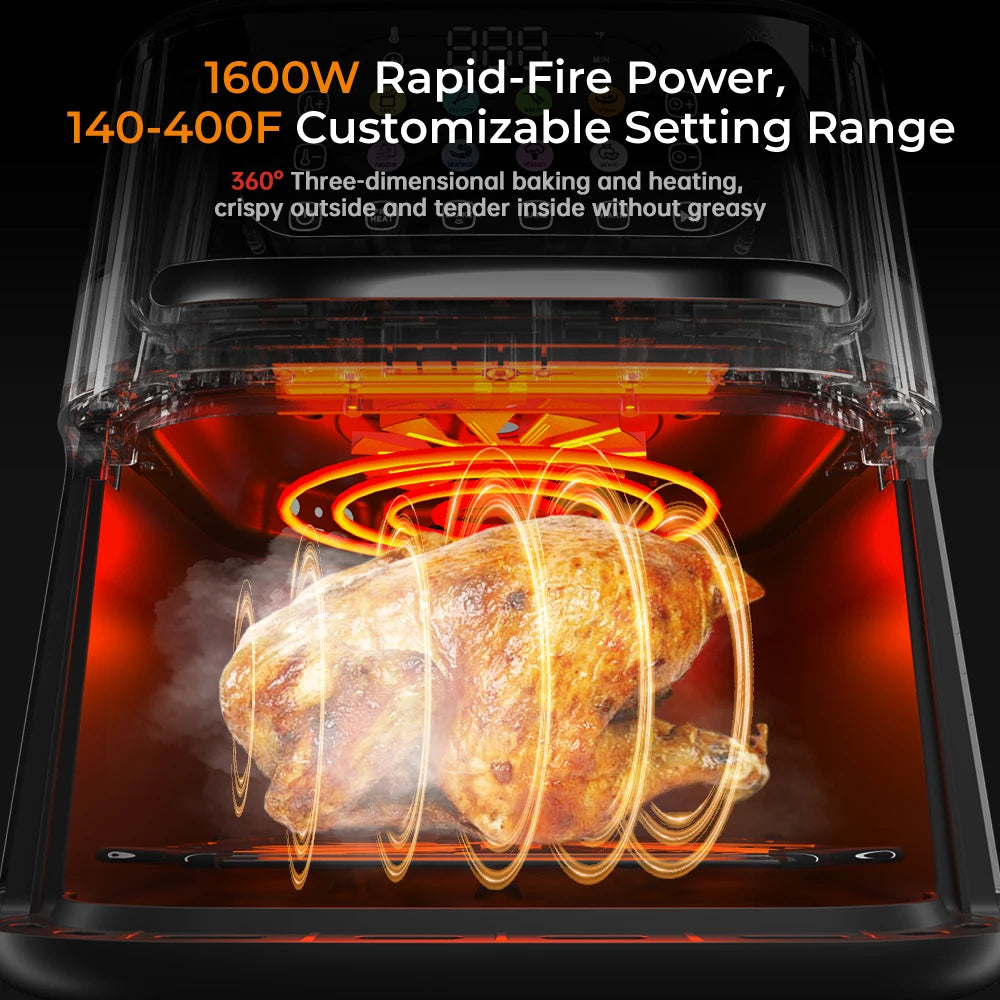 Air Fryer, ZUSBYI 6.5QT Air Fryer Oven With Smart Coloful Screen, 12 in 1 Customizable Functions, 1-Touch Digital Display