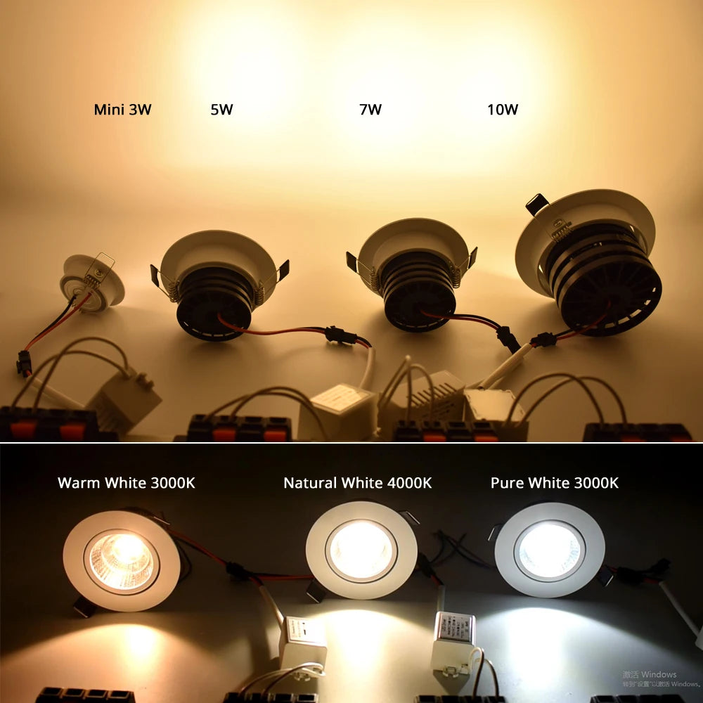 COB Spot LED Light Cut Hole 70mm 90mm Reccesed Downlight Middle Szie For Home Celing 20 square meters suggest 10-15pcs