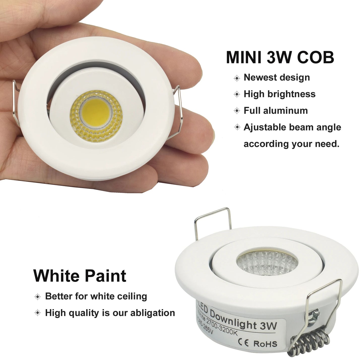 COB Spot LED Light Cut Hole 70mm 90mm Reccesed Downlight Middle Szie For Home Celing 20 square meters suggest 10-15pcs