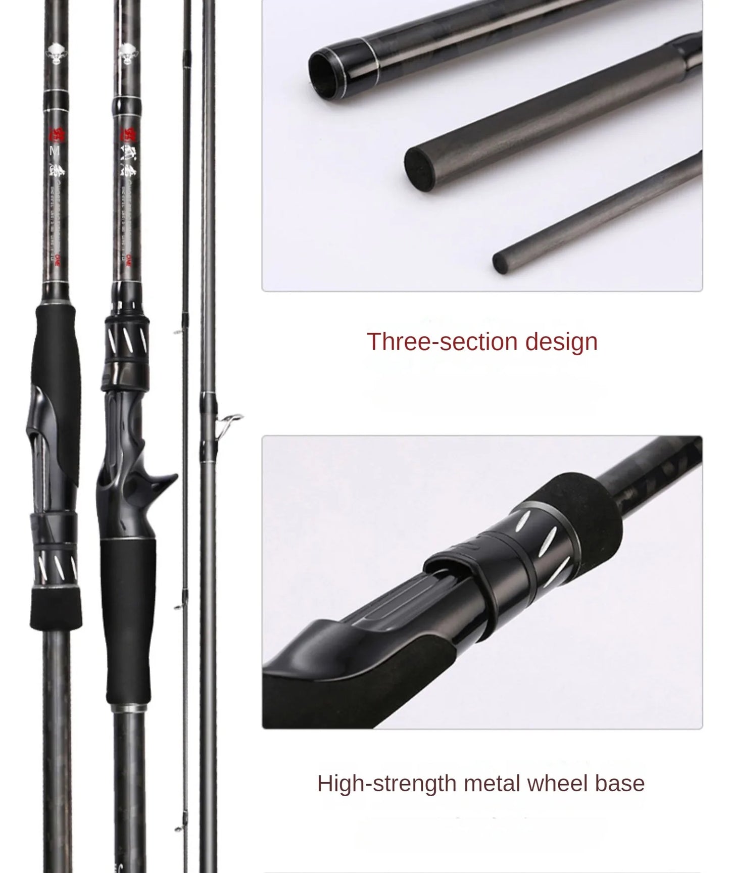 Histar-Lure Rod Set Sea Fishing Spinning Casting Three Section Long Range Carbon Ultra Light Ultra Hard Metal Wheel Seat