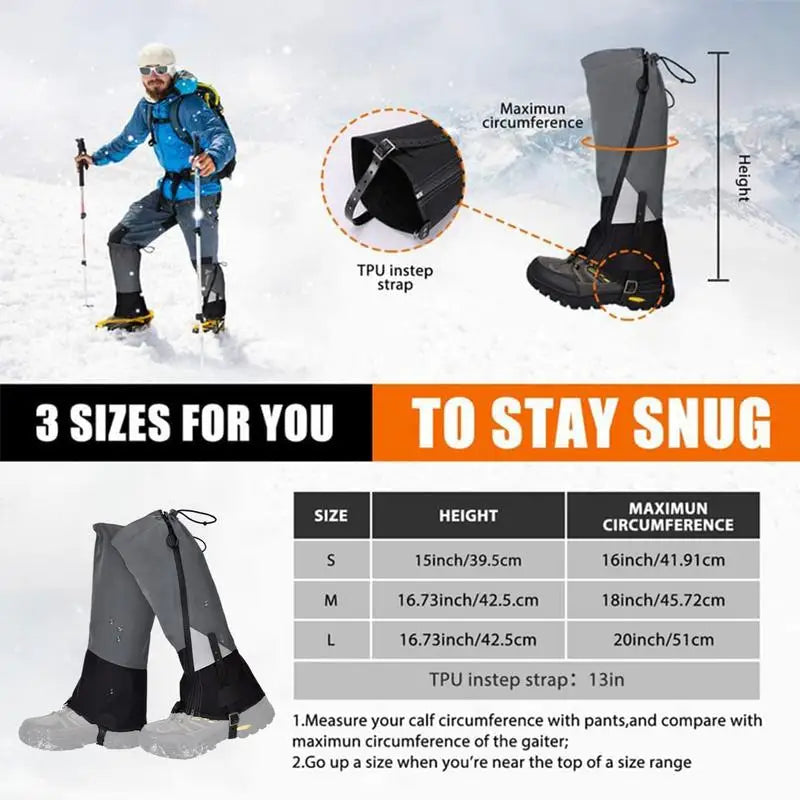 Outdoor Travel Leg Warmers Hiking Leg Gaiter Waterproof Legging Shoes Hunt Climbing Camping Winter Tourist Snow Foot Cover