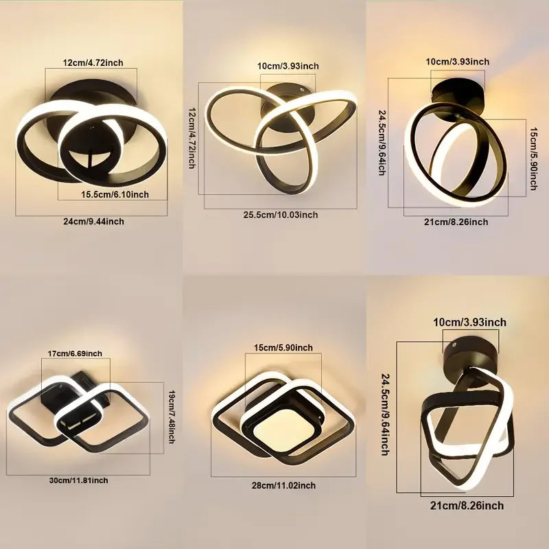Modern LED Ceiling Light 2 Rings Creative Design Small Aisle Ceiling Lamp Indoor Lighting Fixtures Hallway Balcony Office Lustre