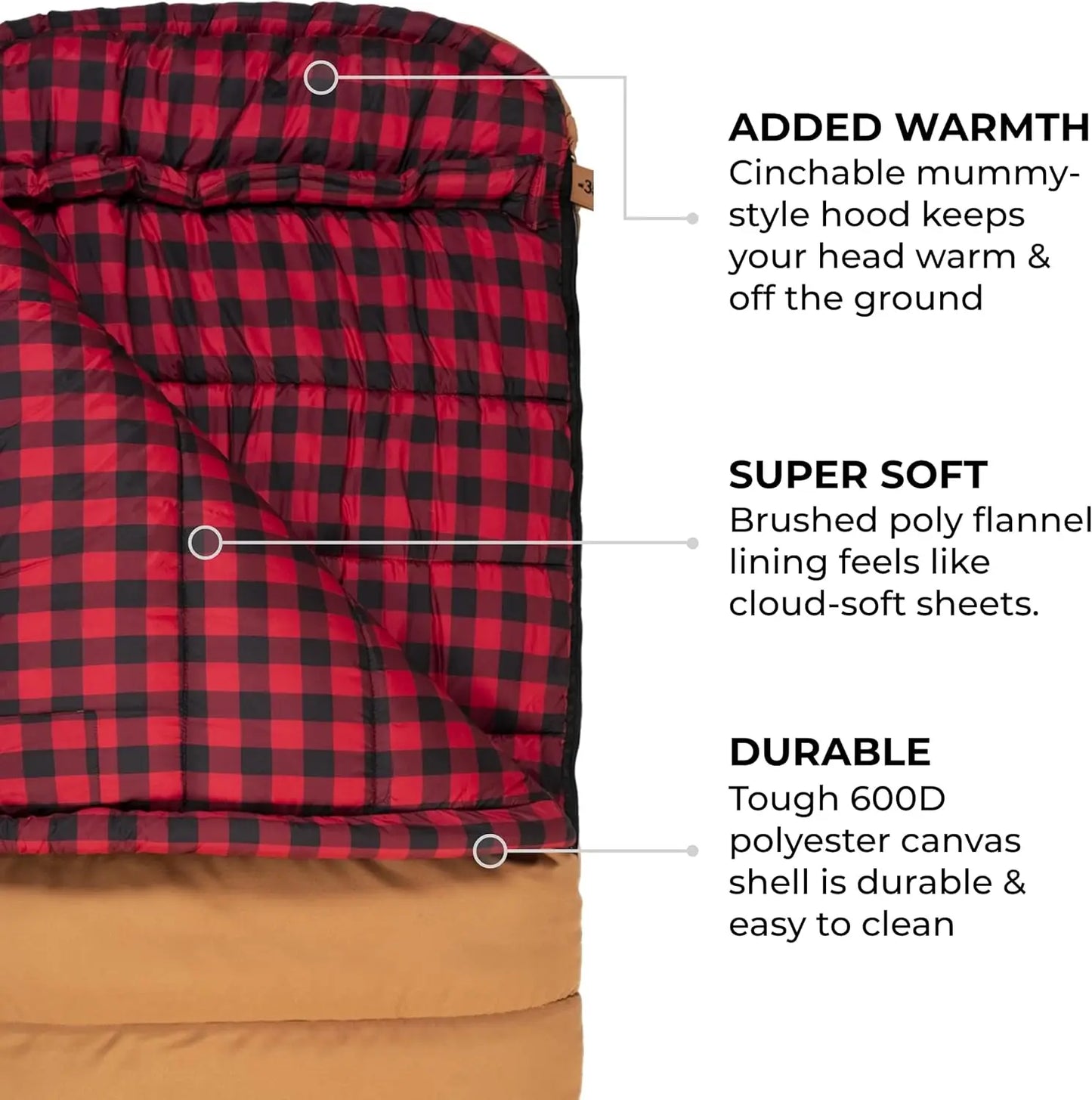 Sports -35 Degree and 0 Degree Sleeping Bag. Warm and Comfortable Camping Sleeping Bag, TETON Tough Canvas Shell for