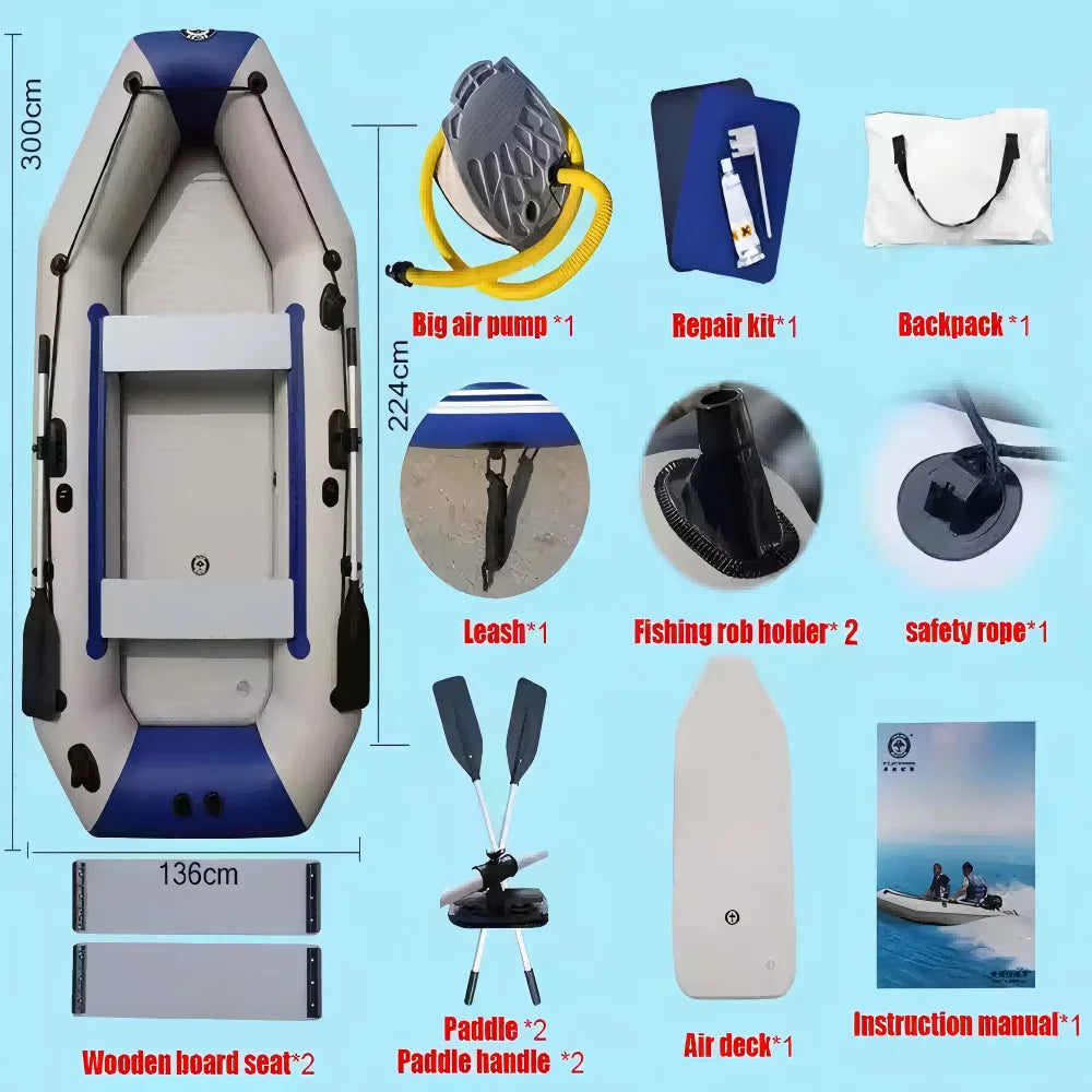 SOLAR MARINE 3M 9.8FT Air Mat Floor Inflatable Fishing Boat Racing Boats and Kayak Surfing Canoe for Adult Outdoor Watersports