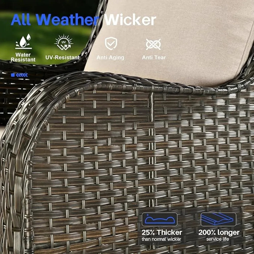 Patio Furniture Sets Outdoor Furniture Conversation Set 5 Pieces All Weather Wicker High Back Sofa with Ottomans, Outdoor Sofa