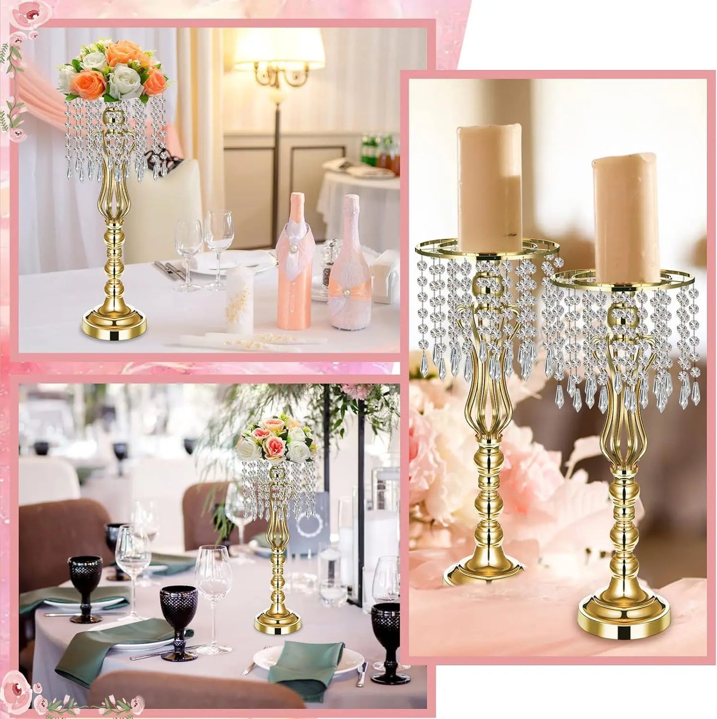Inch Metal Flower Stand, Tall Flower Vases for Wedding Reception Birthday Party Home Decoration (Gold)