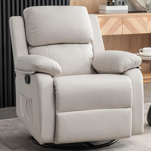Recliner Chair, 360 Swivel Rocker Chair for Adults, Small Rocking Recliner Chair for Small Spaces, Upholstered Fabric Glider