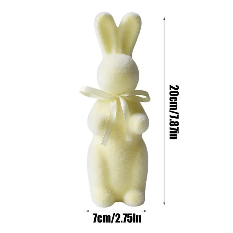Flocked Bunny Figurine Flocked Tabletop Bunny Sculpture Decor Rabbit Shape Decoration Tool For Cupboard Bookshelf Fireplace