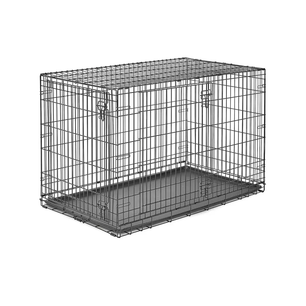 Kerr dog cage, Midwest LiveStallis double door folding metal dog cage, floor protection feet, leak-proof dog pot