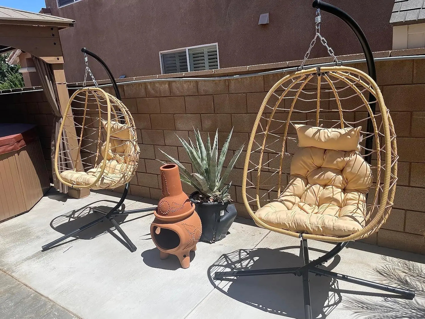 YITAHOME Hanging Egg Chair with Stand Swing Chair Wicker Indoor Outdoor Hammock Egg Chair with Cushions 330lbs for Patio, Bedroo