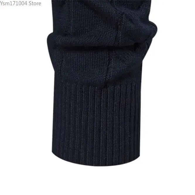 Men's Sweater Half High Neck High Elastic Tight and Warm Knitted Pullover Casual Fashion Street Striped Sweater Men Clothing