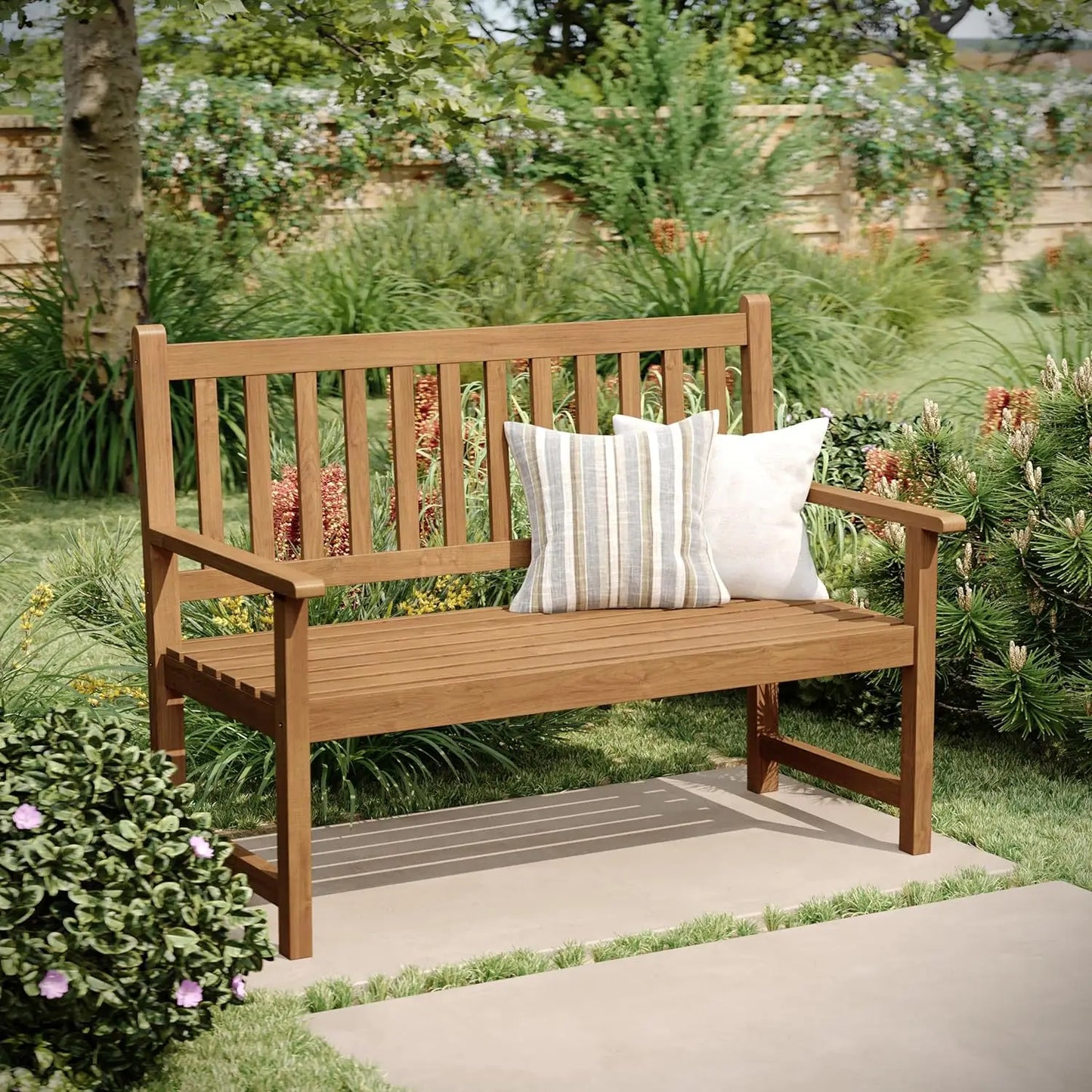 Wooden Bench for Indoor and Outdoor Patio, Sofa Stool, Double Lounger for Garden, Patio, Porch