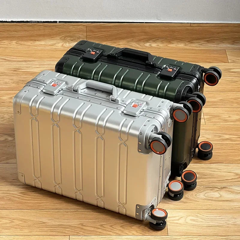 All Aluminum-magnesium Alloy Travel Suitcase Men's Business Rolling Luggage on Wheels Trolley Luggage Carry-Ons Cabin Suitcase