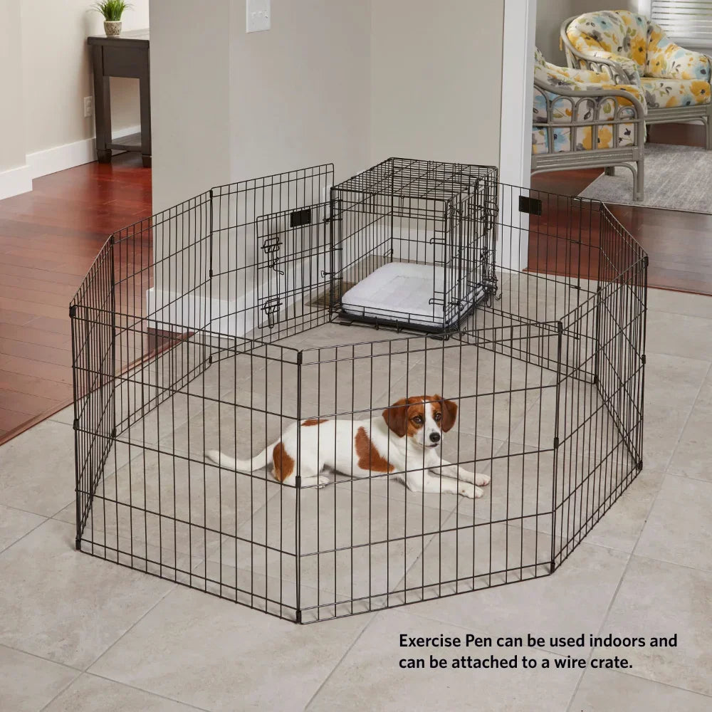 Foldable Metal Dog Cat Playpen Outdoor Pen with Gate for Small Animals Garden Patio Pet Fence Indoor Pet Enclosure