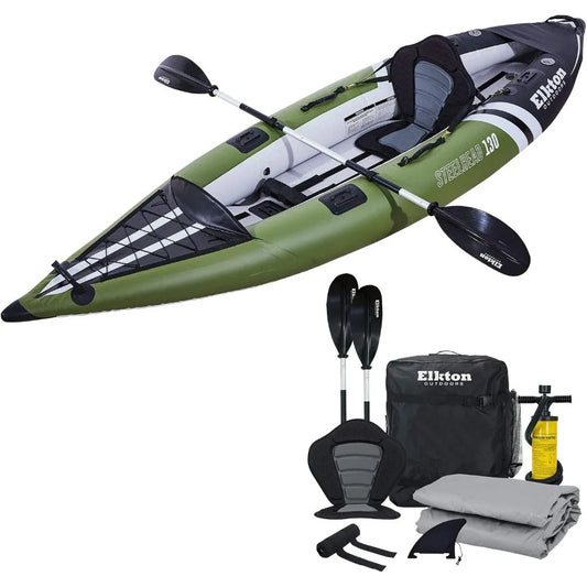 Inflatable Fishing Kayak - Angler Blow Up Kayak, Includes Paddle, Seat, Hard Mounting Points, Bungee Storage