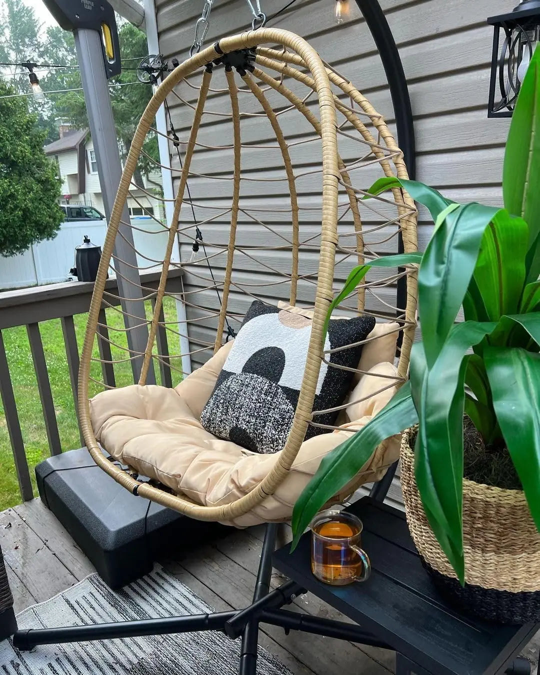 YITAHOME Hanging Egg Chair with Stand Swing Chair Wicker Indoor Outdoor Hammock Egg Chair with Cushions 330lbs for Patio, Bedroo