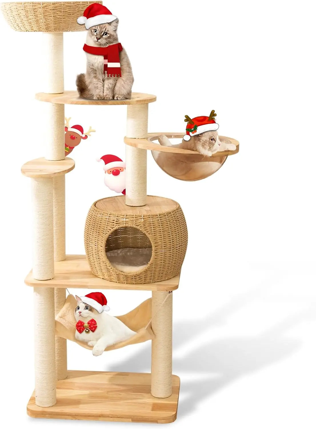 Big Modern Design Cat Tree Tower, Cat Tower Sisal-Covered Scratching Posts for Indoor Cats